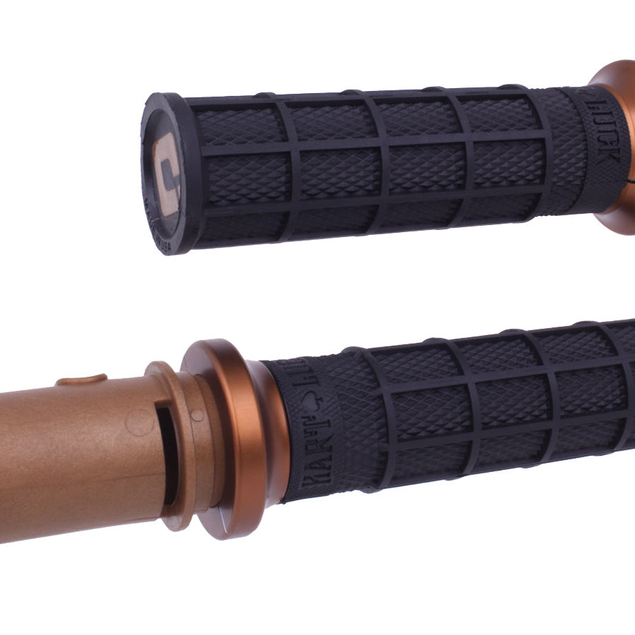 ODI Lock-On Hart-Luck Signature Full-Waffle Grips For 2024-Up-Touring & 2025-Up M8 Softails Black/Bronze