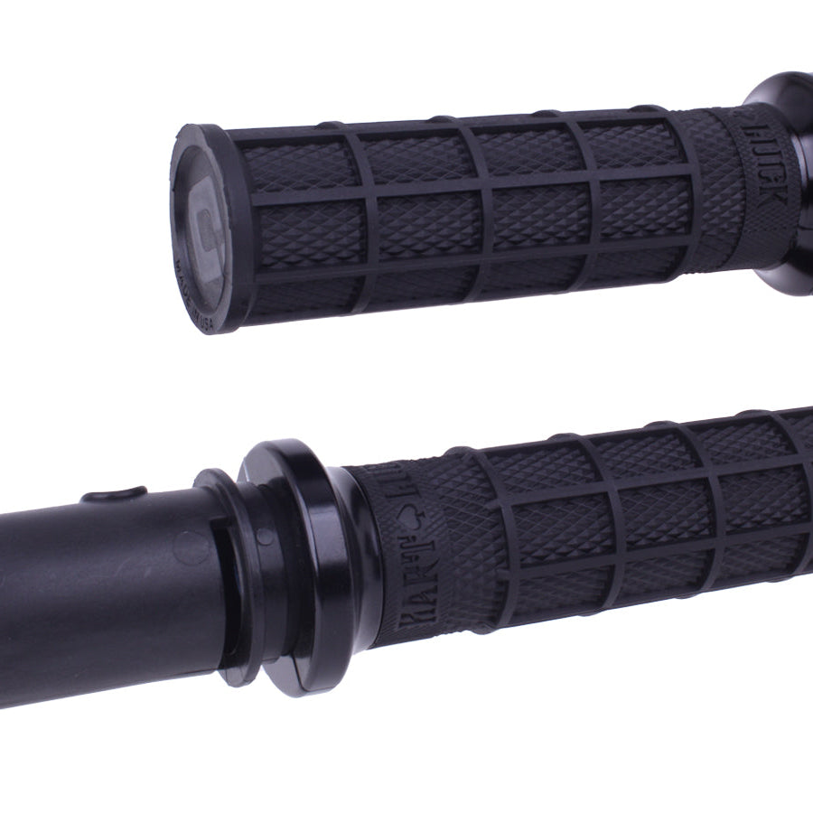 ODI Lock-On Hart-Luck Signature Full-Waffle Grips For 2024-Up-Touring & 2025-Up M8 Softails Black/Black