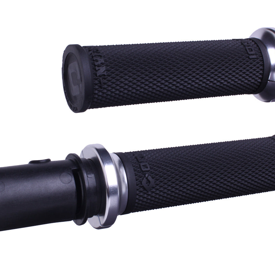 ODI Lock-On Ruffian Grips For 2024-Up-Touring & 2025-Up M8 Softails Black/Silver