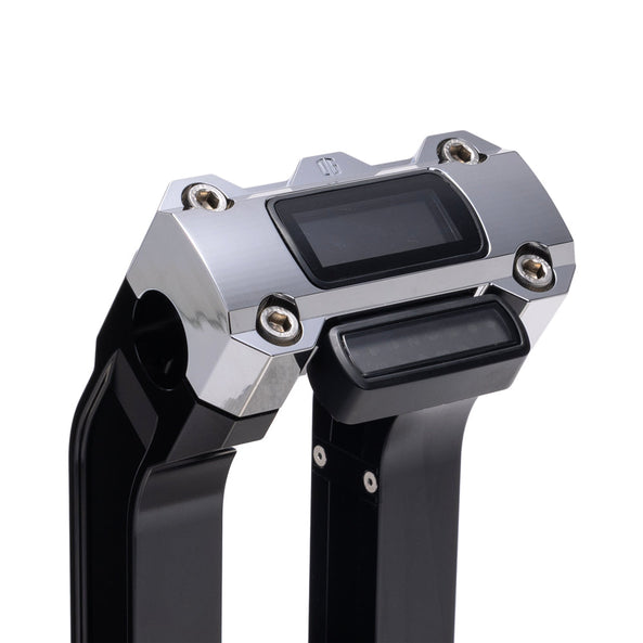 OG Chrome Digital Gauge Top Clamp on Black Risers