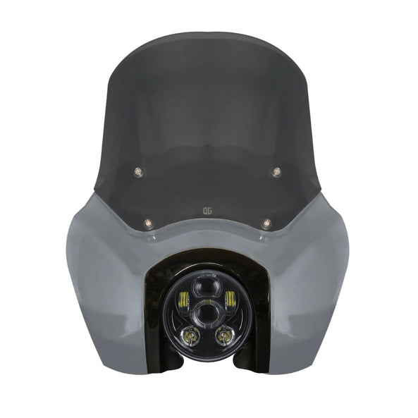 OG Softail Low Rider s_Complete T Sport Fairing Kit Gunship Grey OEM Headlight Grey 5.75 LED Black