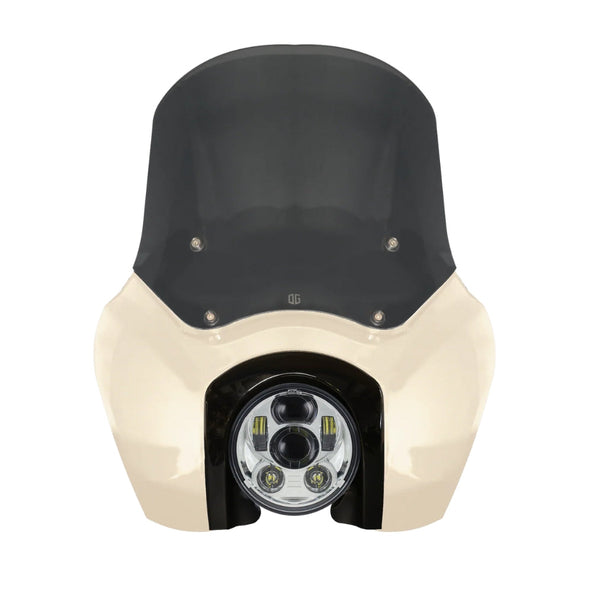 Original Garage Moto Softail Low Rider S Complete T-Sport Fairing Kit - White Sand Pearl Color Match -OG 5.75 LED Chrome
