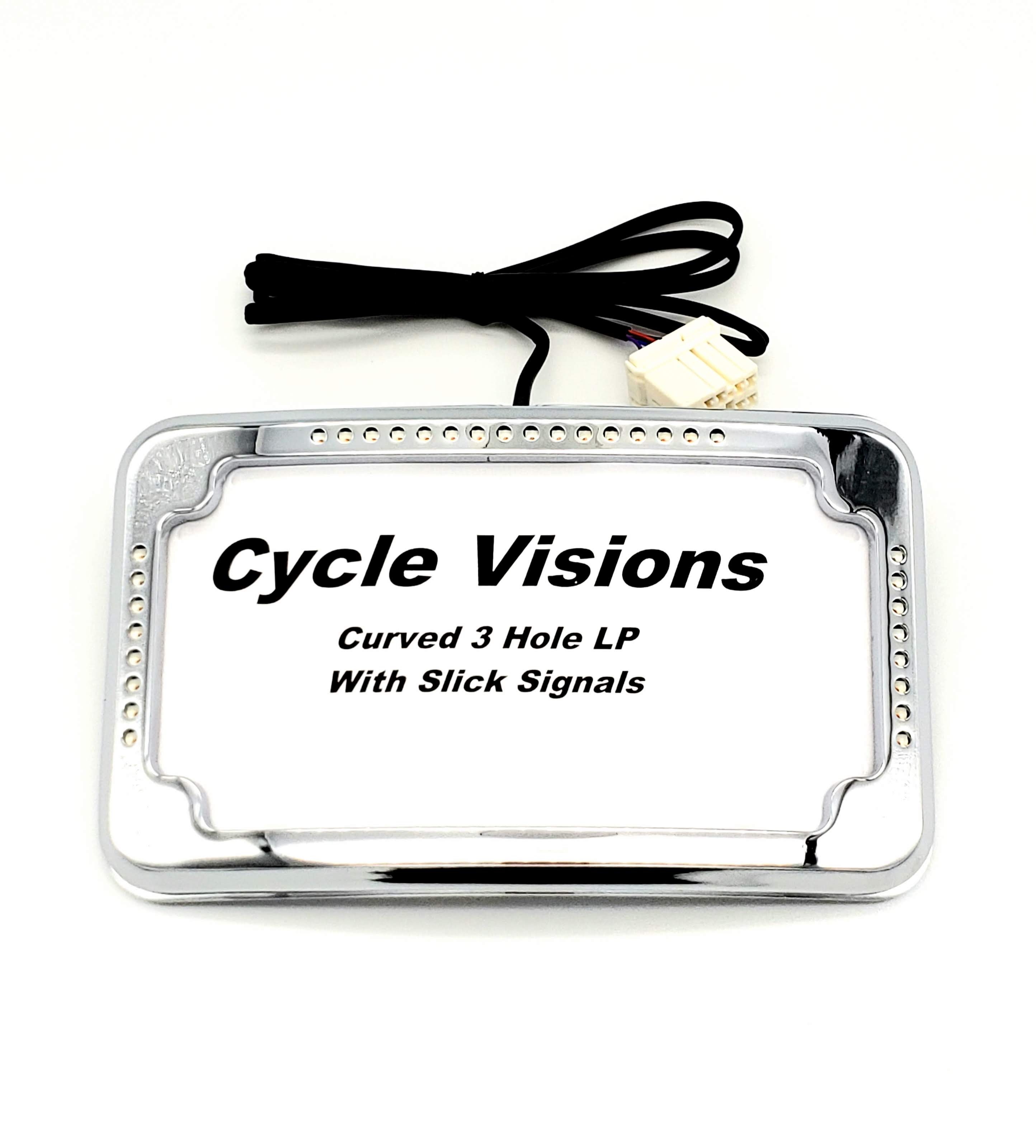 Curved 3-Hole License Plate Mount with Lights for Harley Davidson Motorcycles