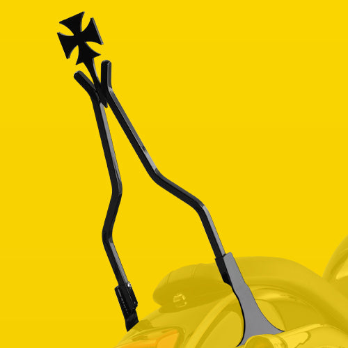 Black  Iron Cross Crosstude Attitude Stick Sissy Bar