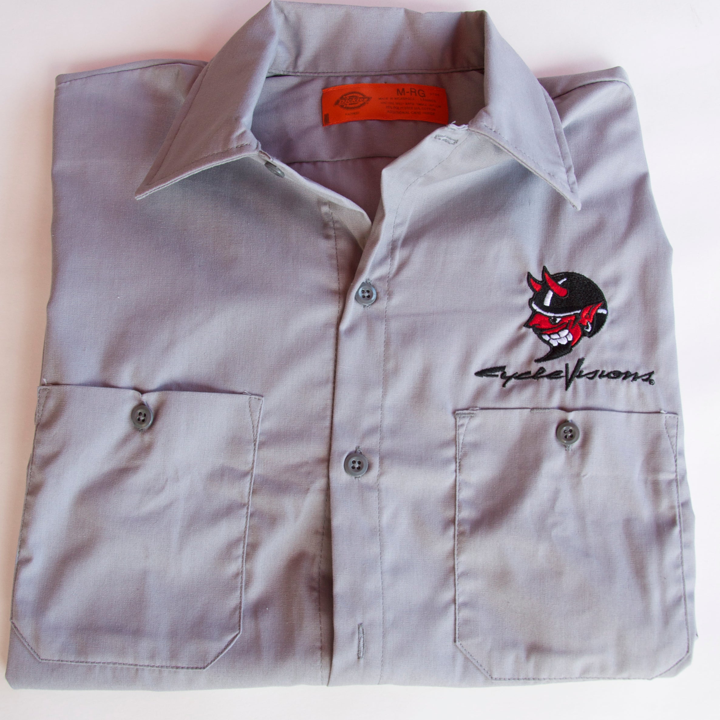 Devil Embroidered Work Shirt (Gray)