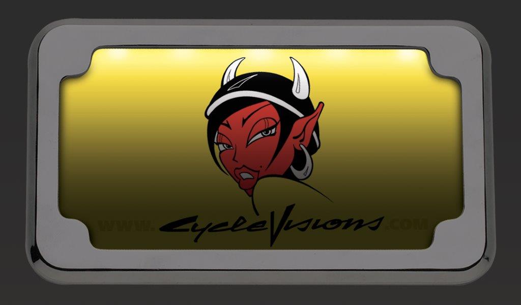 Beveled Blind Hole License Plate Frames W/ License Plate Lights