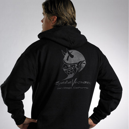 Black on Black Devil Hooded Sweatshirt